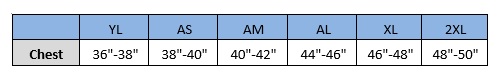 Chest size chart