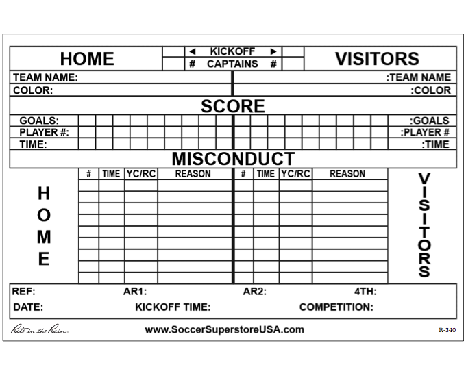 Rite In The Rain Score Sheets